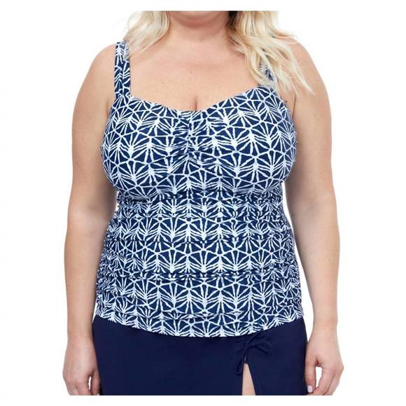 NEW PROFILE BY GOTTEX plus size sweetheart underwire tankini top in nomad - Picture 1 of 2